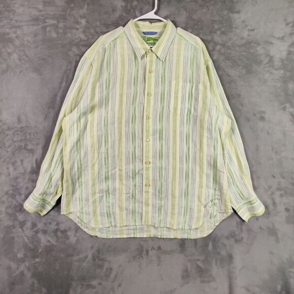 Tommy Bahama Shirt Adult 2XL XXL Green Blue Button Up Linen Marlin Preppy Men - Picture 1 of 8